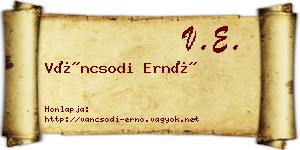 Váncsodi Ernő névjegykártya